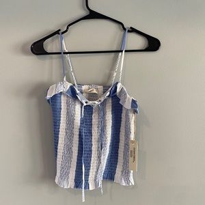 Ocean drive white and blue tank top